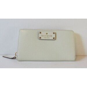 Kate Spade Wellesley porcelain leather ivory continental wallet cream zipper